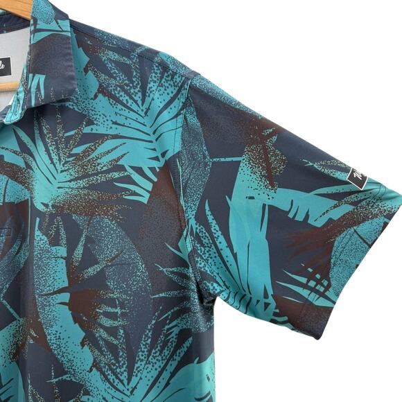 Waggle Teebox Typhoon Performance Golf Polo Shirt Deep Colors Palm Leaves XL - Picture 4 of 8
